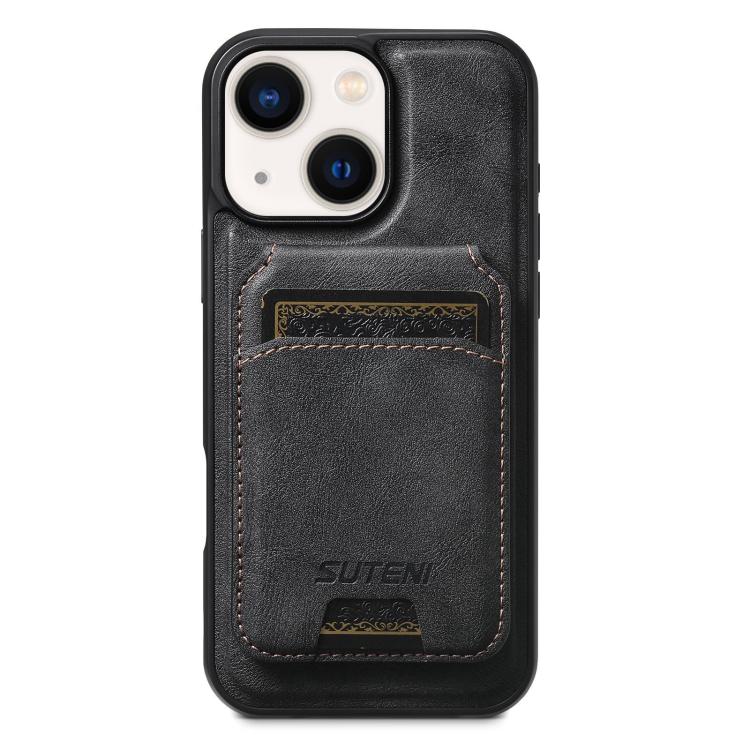 Suteni M5 Magnetic Card Bag MagSafe Cowhide Texture Leather Phone Case, For iPhone 16 Pro, For iPhone 16 Plus, For iPhone 16, For iPhone 15 Pro Max, For iPhone 15 Pro, For iPhone 15 Plus, For iPhone 15, For iPhone 14 Plus
