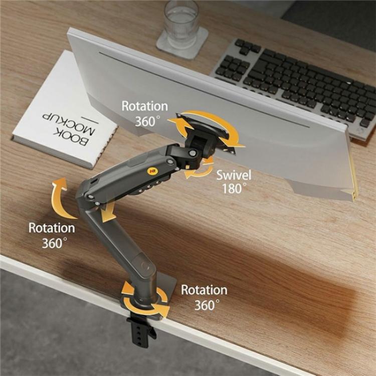 NORTH BAYOU F80 White Adjustable Height Mechanical Desk Mount 17-30 Inch Displays Stand, F80