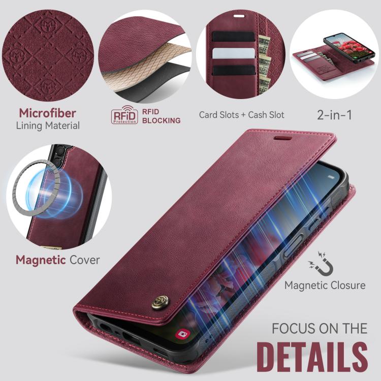 CaseMe C49 Magnetic RFID Blocking Detachable Wallet Leather Phone Case, For Samsung Galaxy S23 FE 5G, For Samsung Galaxy A54 5G, For Samsung Galaxy S23 Ultra 5G, For Samsung Galaxy S23+ 5G