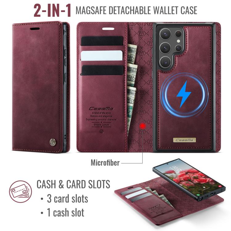 CaseMe C49 Magnetic RFID Blocking Detachable Wallet Leather Phone Case, For Samsung Galaxy S22+ 5G, For Samsung Galaxy S22 5G, For Samsung Galaxy S21 FE 5G, For Samsung Galaxy S21 5G
