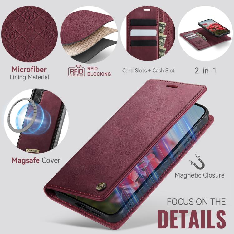 CaseMe C49 Magnetic RFID Blocking Detachable Wallet Leather Phone Case, For Samsung Galaxy A14 5G / M44, For Samsung Galaxy A55 / A35 5G, For Samsung Galaxy A13 / A04s, For Samsung Galaxy A52 / A52s