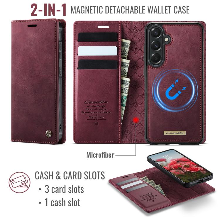 CaseMe C49 Magnetic RFID Blocking Detachable Wallet Leather Phone Case, For Samsung Galaxy S25 FE 5G, For Samsung Galaxy S25 Edge 5G, For Samsung Galaxy A56 5G, For Samsung Galaxy S25 Ultra 5G