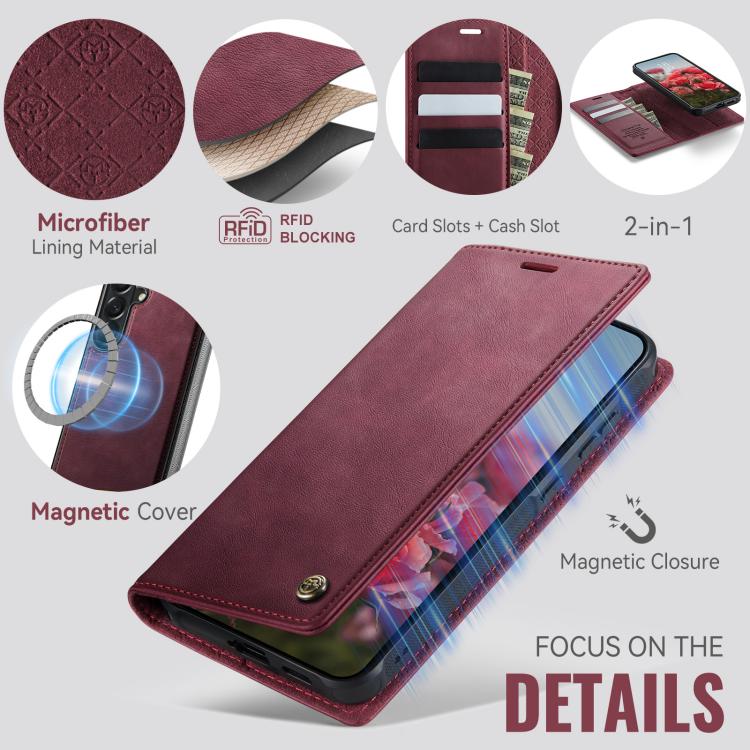 CaseMe C49 Magnetic RFID Blocking Detachable Wallet Leather Phone Case, For Samsung Galaxy S25 FE 5G, For Samsung Galaxy S25 Edge 5G, For Samsung Galaxy A56 5G, For Samsung Galaxy S25 Ultra 5G