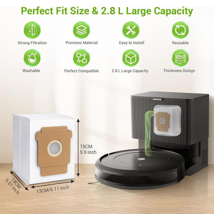 JUNSUNMAY 6pcs Robot Cleaner Non-woven Fabrics Dust Bag for iRobot Roomba Plus 405 / 505 Combo, Dust Bag