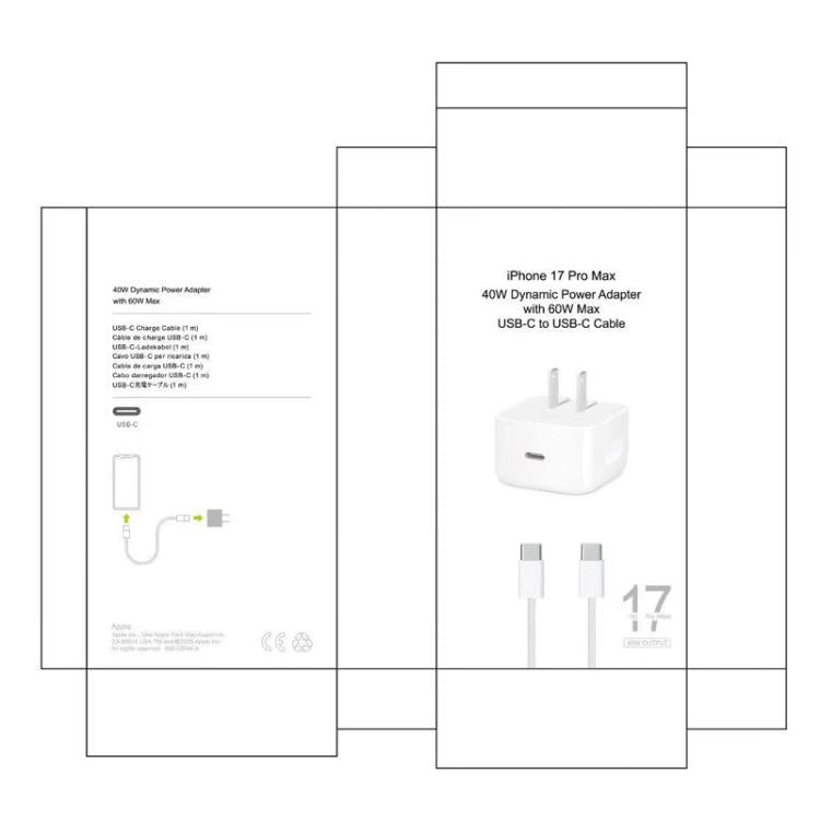 A3365 PD40W USB-C / Type-C Interface Foldable Charger with Type-C to Type-C Data Cable, US Plug, US Plug + 1m Type-C Cable, US Plug + 2m Type-C Cable