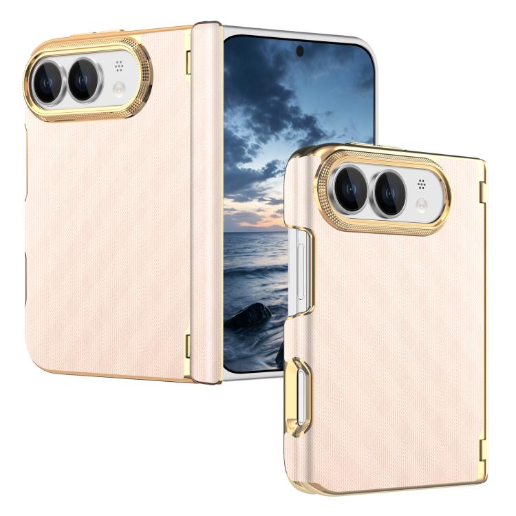 Geometric Mesh Texture Vegan Leather Dual-Hinge Phone Case, For  iPhone Duo