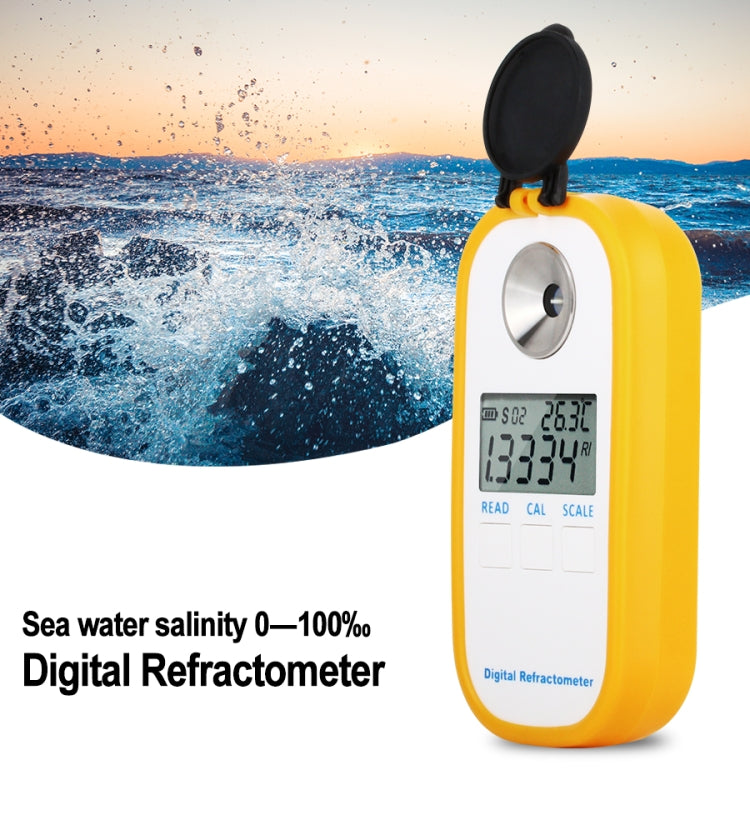 DR202 Digital Sea Water Refractometer Seawater Salinity Meter Specific Gravity Range 0―100‰ Chlorinity 0~57‰ Refractometer, DR202
