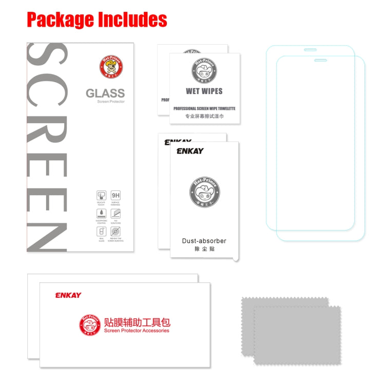 2 PCS ENKAY Hat-prince 0.26mm 9H 2.5D Curved Edge Tempered Glass Film, For iPhone 11 / iPhone XR, For iPhone 11 Pro, For iPhone 11 Pro Max