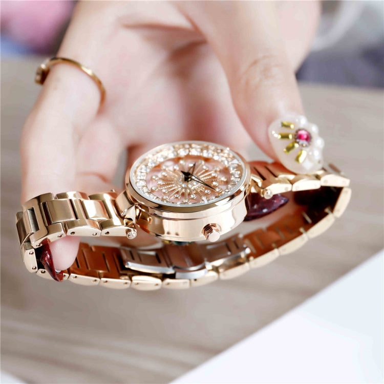 SANDA 1017 Lady Watch All Over The Sky Star 360 Degree Rotating Watch Diamond Steel Band Women Watch