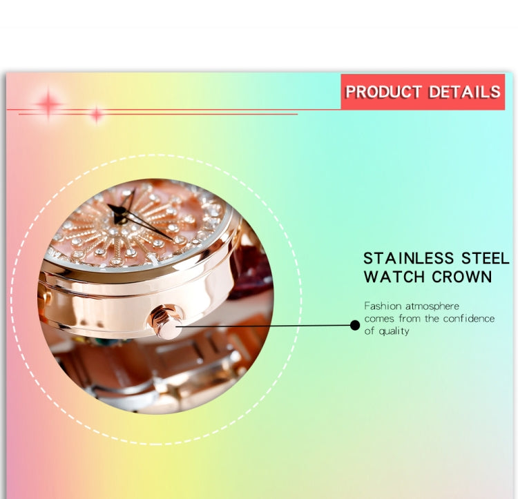 SANDA 1017 Lady Watch All Over The Sky Star 360 Degree Rotating Watch Diamond Steel Band Women Watch