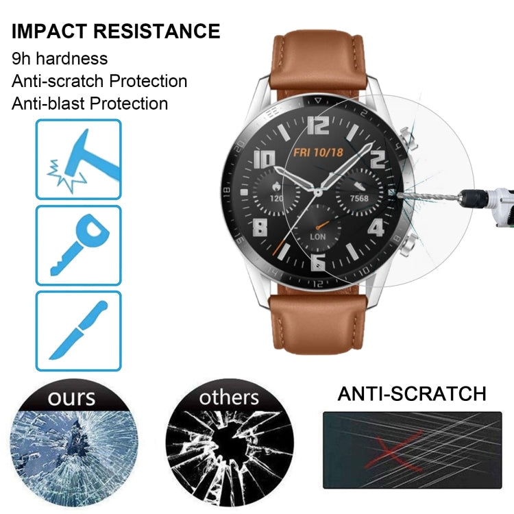For HUAWEI Watch GT 2 46mm (2019) ENKAY Hat-Prince 0.2mm 9H 2.15D Curved Edge Tempered Glass Film, For HUAWEI Watch GT 2 46mm (2019)  (1 PC), For HUAWEI Watch GT 2 46mm (2019) (2 PCS)