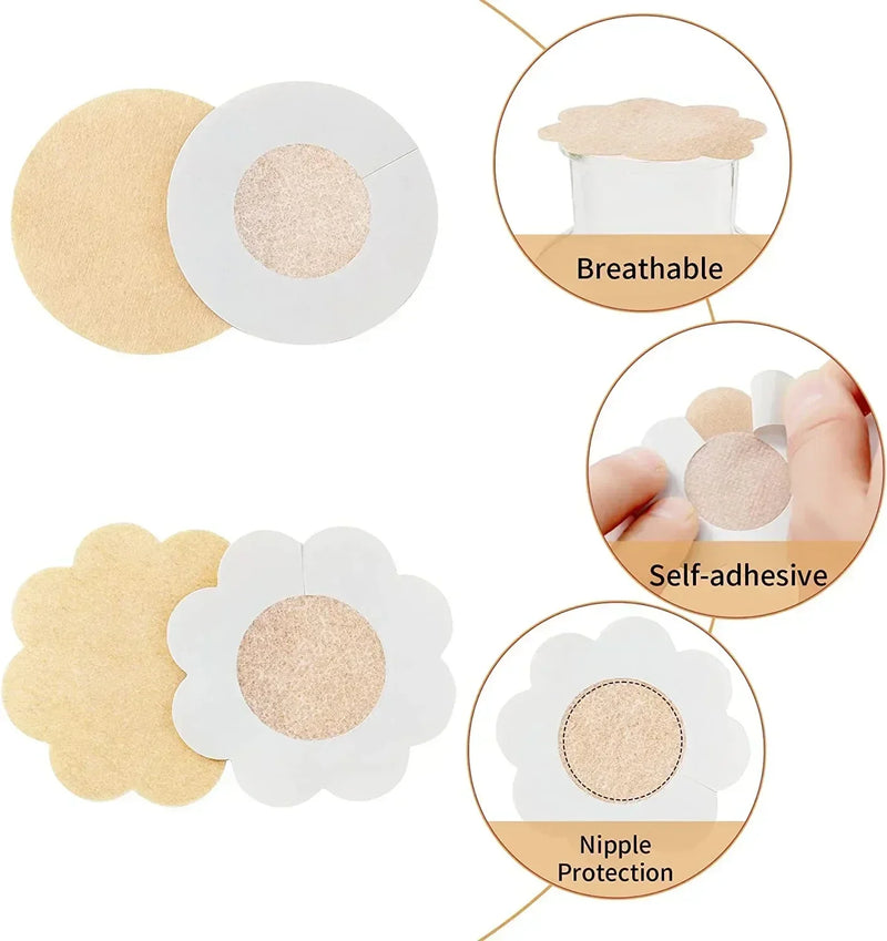 2/100pcs Women's Invisible Nipple Pasties Breast Lift Tape Overlays on Bra Stickers Chest One-off Nipple Covers Pads Accessories