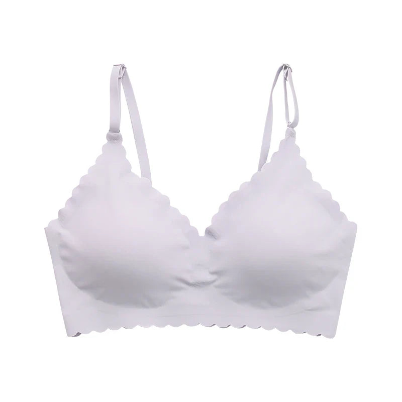 Hot Sale 9 Colors Comfy Bra WireFree Padded Wavy Edge Korea Laser Cutting Invisible Yoga Wear Ladies Bra Seamless Women Bra
