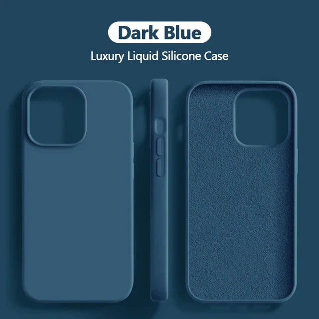 Original For iPhone 15 14 13 12 11 Pro Max Mini Case Liquid Silicone Soft Cover XR X XS 8 Plus Shockproof Protective Phone Cases