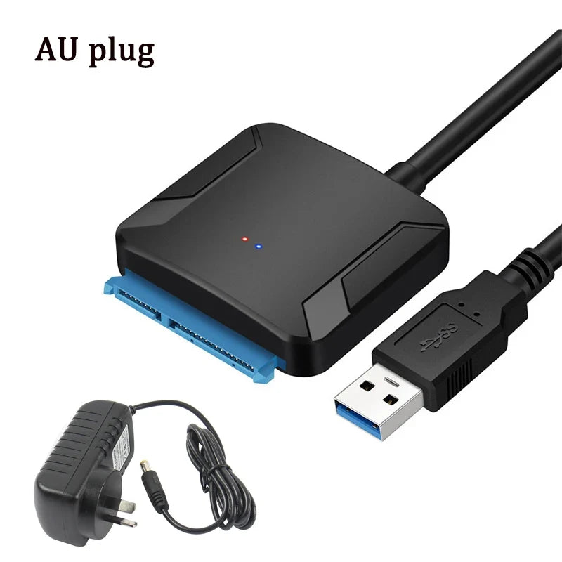 USB 3.0 to SATA Cable SATA III Hard Drive Adapter Converter for 2.5" 3.5" SSD HDD Hard Drive Disk with 12V/2A Power Adapter