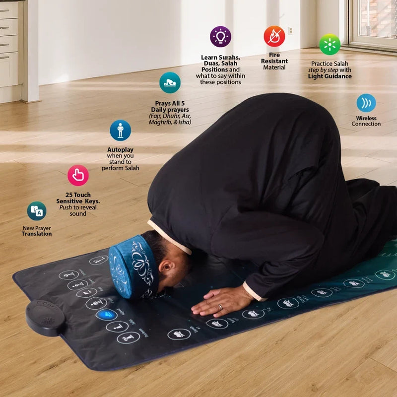 Adults & Reverts Interactive Prayer Mat (Teal) | Learn Salah Step by Step