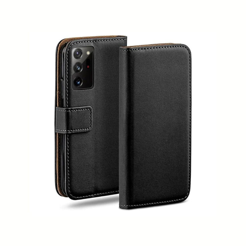 Samsung Galaxy Note 20 Book Flip Case Black Leather Wallet