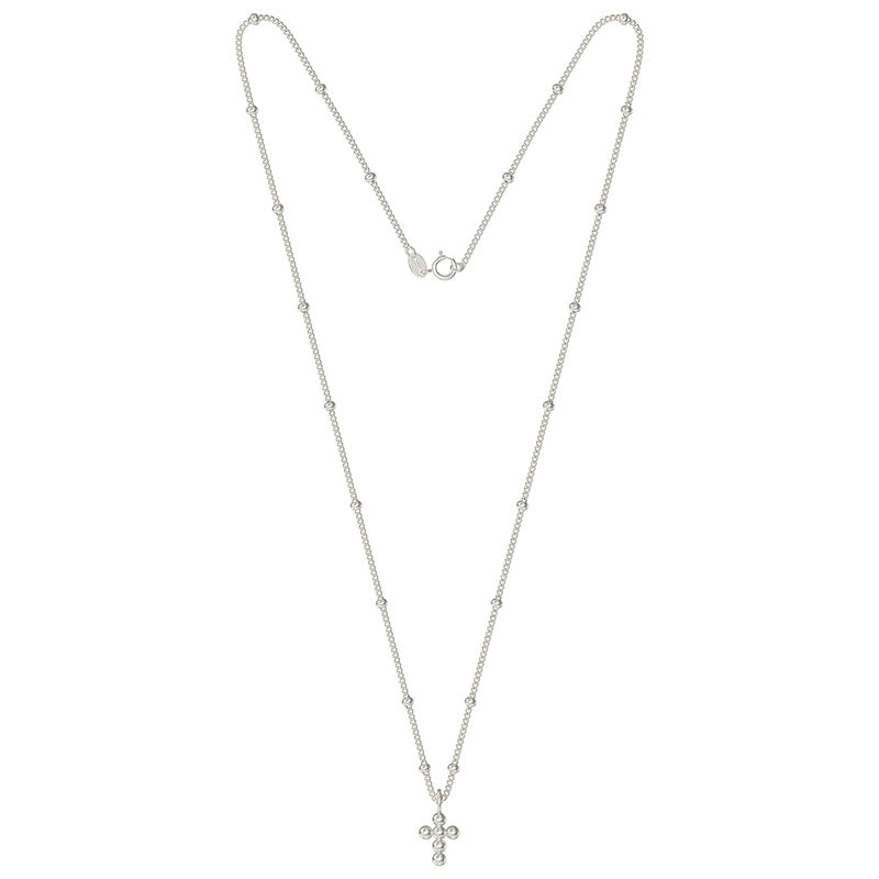 Satellite Bead Necklace With Cross