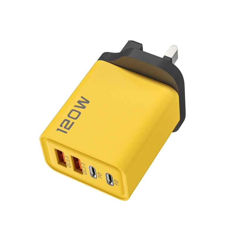 Quick Charge 3.0 Fast Charger Muti Total 120W 4 Port USB Type C PD Mobile Phone Wall Adapter for iPhone 16 Samsung S24 Xiaomi 15