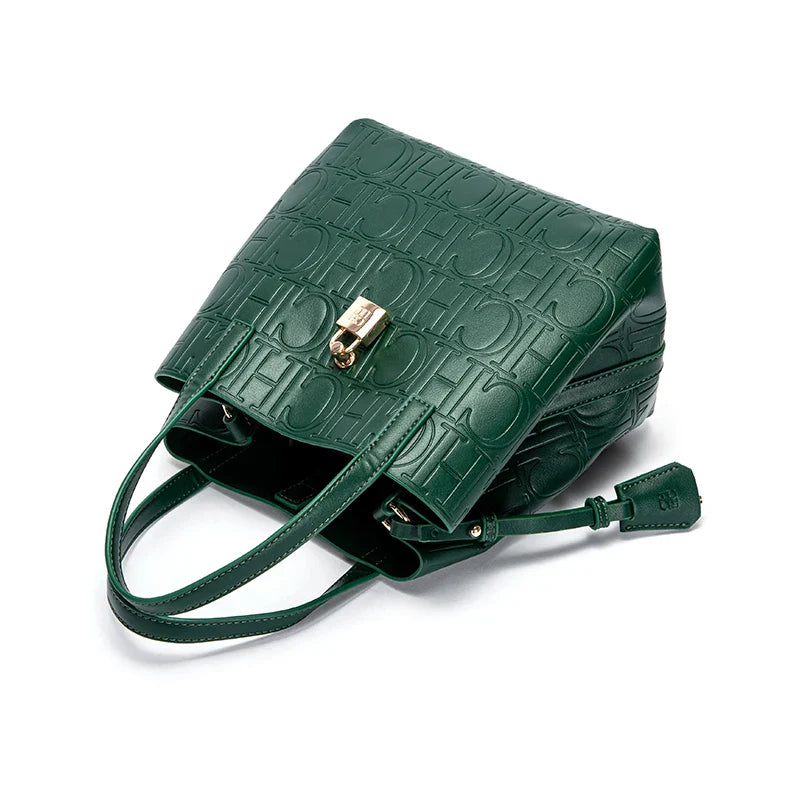 Classic Style Fashion Retro Craft New 2024 Women'S Handbag Letter Printed Metal Accessories Large Capacity Solid Color