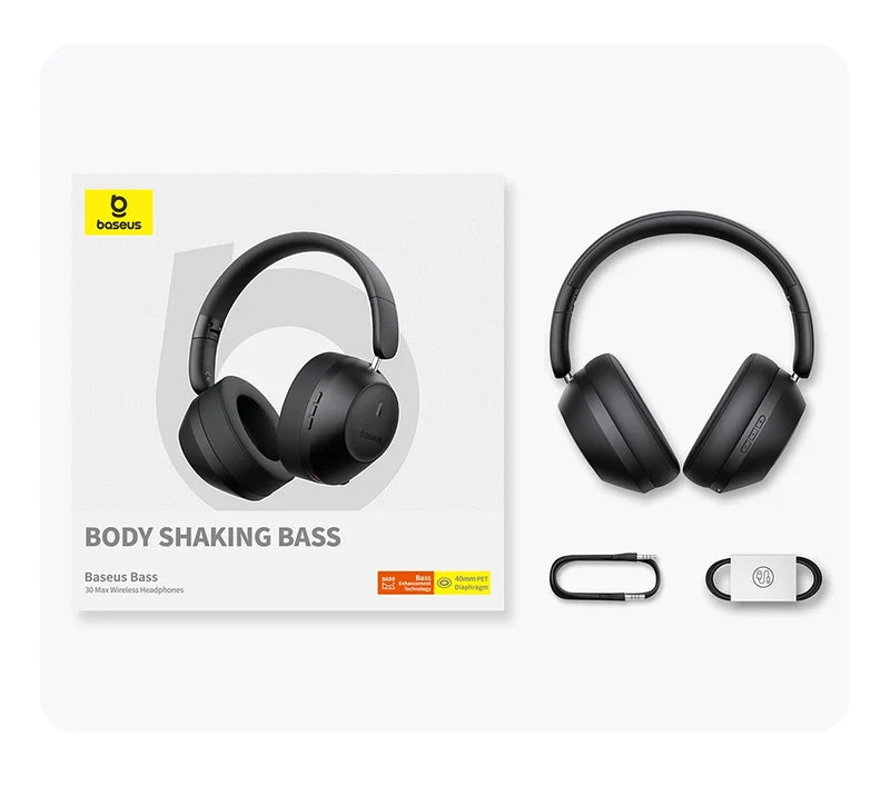 Baseus Bass 30 Max Wireless Headset Bluetooth 5.3 Over Headphones Bass-Enhancing 40mm Diaphragm Ultra Low Latency Earphones 50H