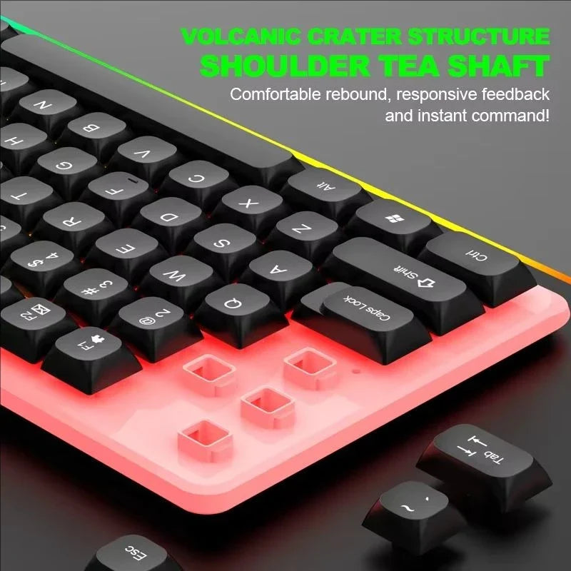 GTX350 Gaming Keyboard Mouse Combos Computer Laptop Backlight Gamer Kit LED Wired Usb Keyboard GTX350 Set-Black