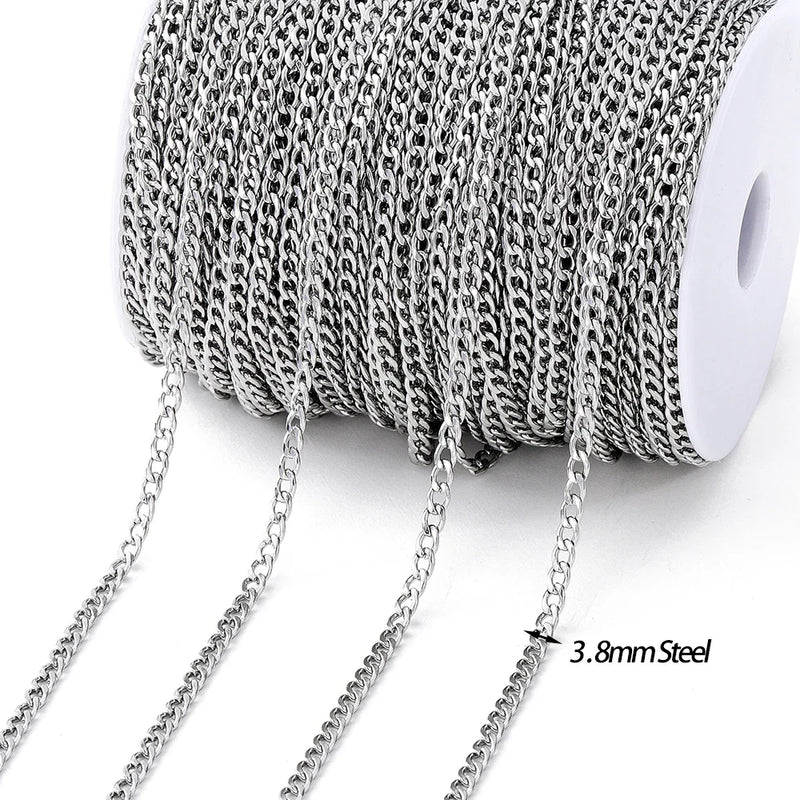No Fade 2Meters Stainless Steel Chains Gold Color Lips Beads Beaded Chain for Jewelry Making DIY Necklace Bracelet Accessories