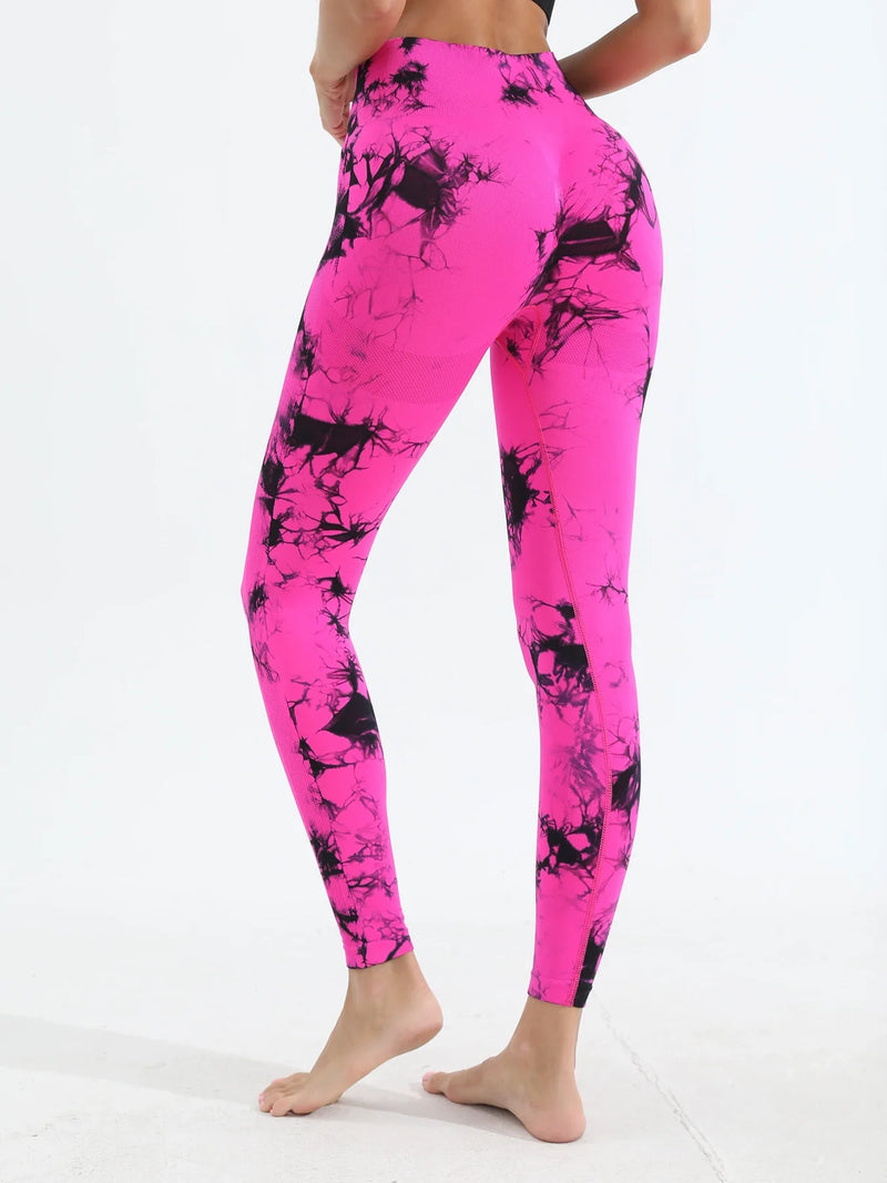 Women's Tie Dye Seamless Yoga Leggings High Waist Scrunch Butt Lifting Tights Soft&Stretchy Workout Skinny Pants