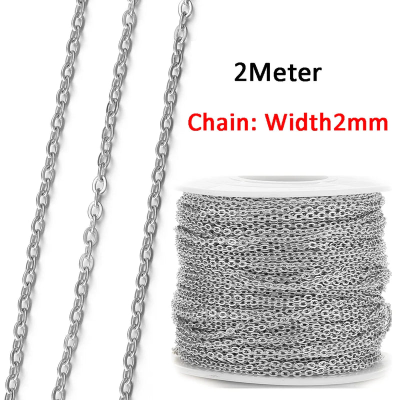 No Fade 2Meters Stainless Steel Chains for Jewelry Making DIY Necklace Bracelet Accessories Gold Chain Lips Beads Beaded Chain