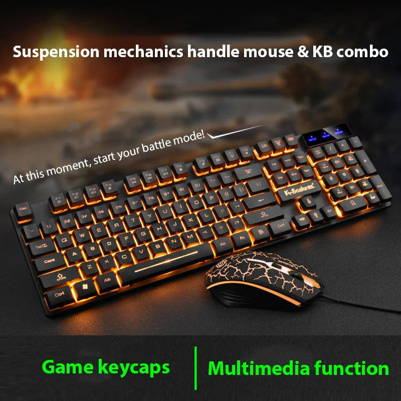 KM320 Keyboard And Mouse Set Waterproof Luminous Game Backlit Keyboard
