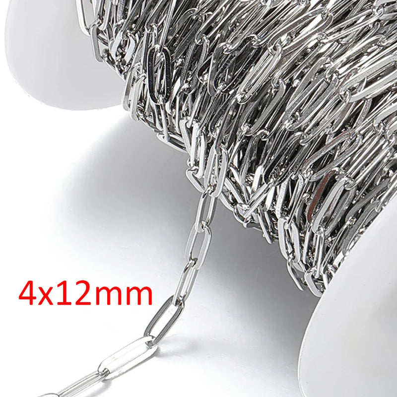 No Fade 2Meters Stainless Steel Chains for Jewelry Making DIY Necklace Bracelet Accessories Gold Chain Lips Beads Beaded Chain