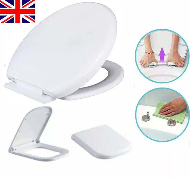 Luxury Bathroom Slow Soft Closing White Toilet Seat Easy To Clean Quick Release