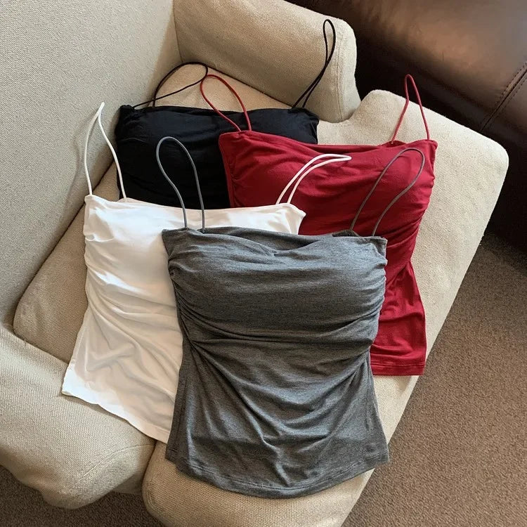 Summer Camis Tank Tops Women Thin Strap Bra Tanks For Woman Solid Color Casual Korean Style Female Top