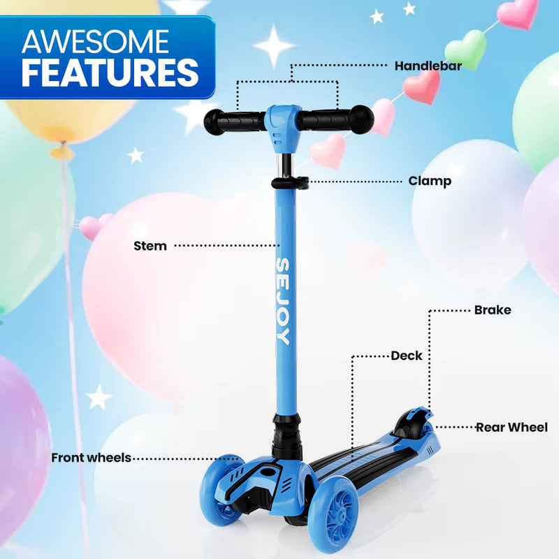 SEJOY 3-in-1 Kids Balance Scooter – Foldable,  Light-Up Wheels