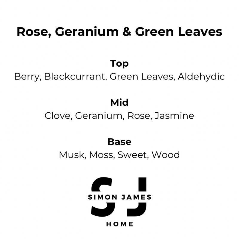 Rose, Geranium & Green Leaves Candle - Handmade Soy Wax