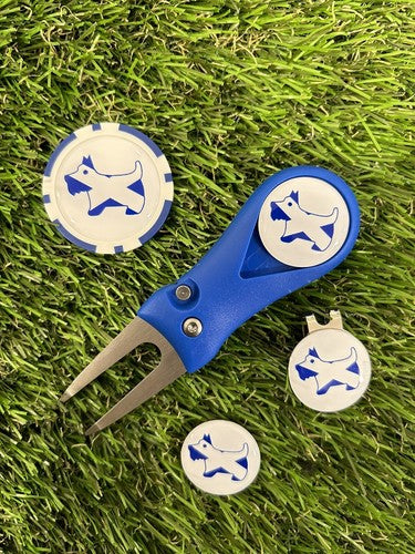 Scottish Scotty Dog Golf Set: Pitchfork, Hat Clip, Markers, Chip