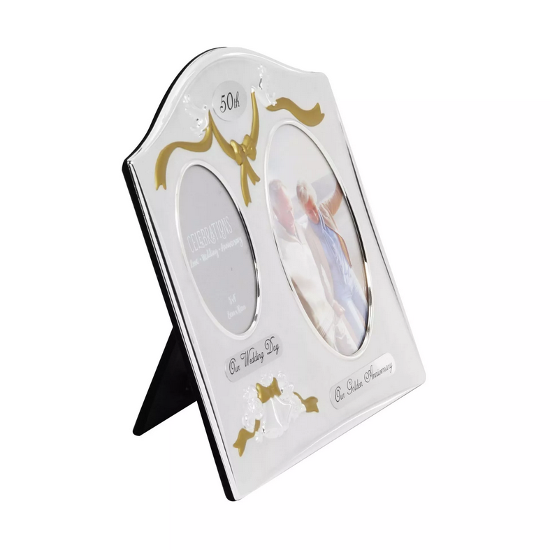 Juliana Two Tone Silver Plated Wedding Anniversary Photo Frame - 50th Golden Anniversary FS55050