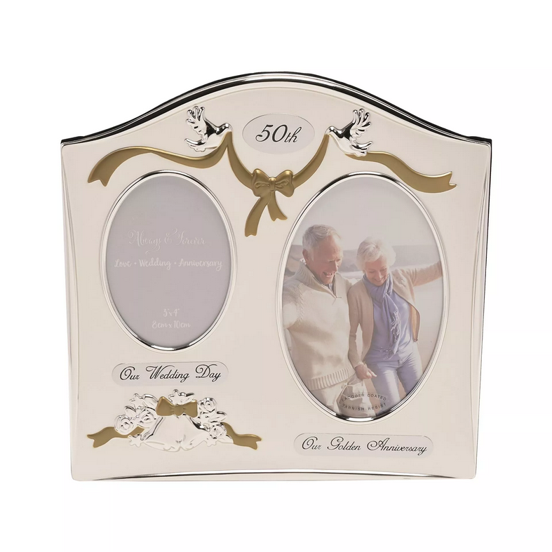 Juliana Two Tone Silver Plated Wedding Anniversary Photo Frame - 50th Golden Anniversary FS55050
