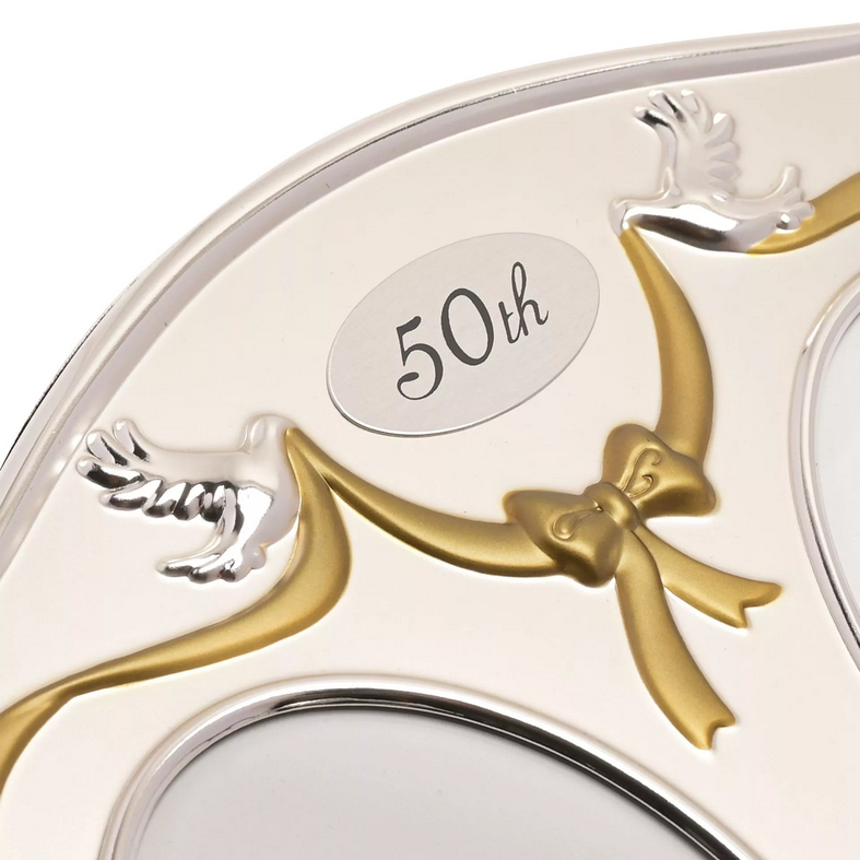 Juliana Two Tone Silver Plated Wedding Anniversary Photo Frame - 50th Golden Anniversary FS55050
