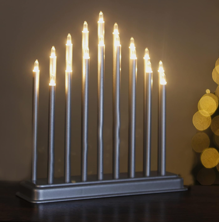 Silver Christmas LED Candle Bridge