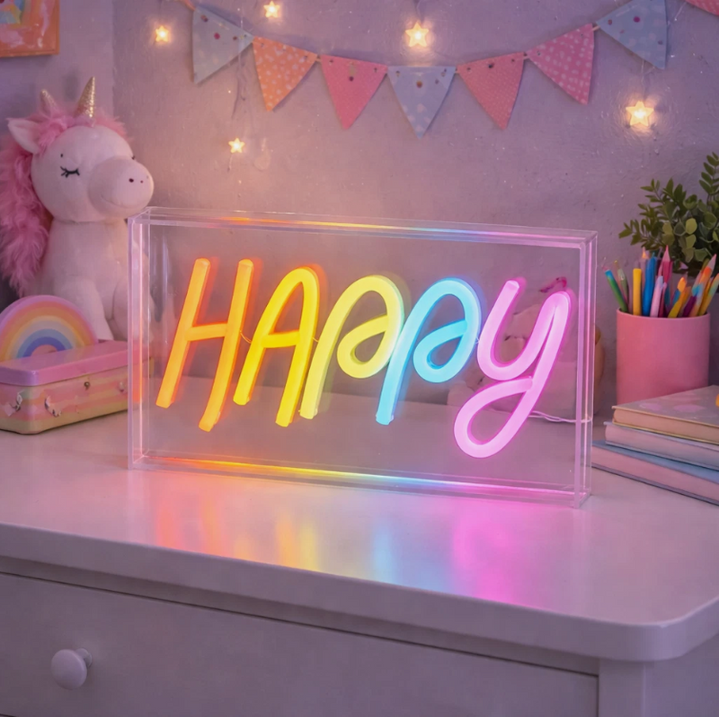 Happy Neon LED Light Sign