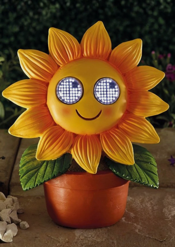 Solar Resin Solar Blinking Sunflower Garden Ornament