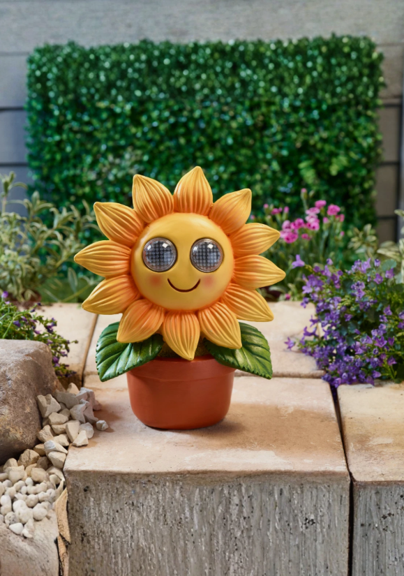 Solar Resin Solar Blinking Sunflower Garden Ornament