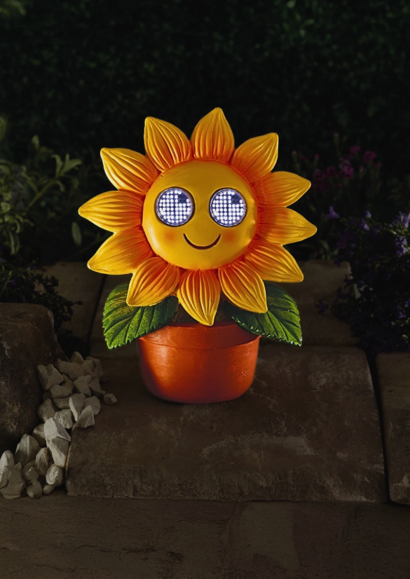 Solar Resin Solar Blinking Sunflower Garden Ornament