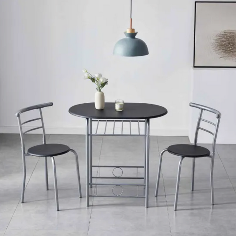 Breakfast Bar Dining Tables And 2 Chairs Set Black