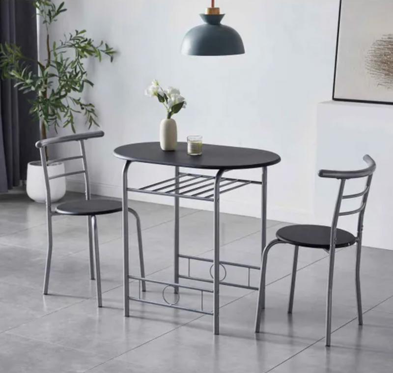 Breakfast Bar Dining Tables And 2 Chairs Set Black