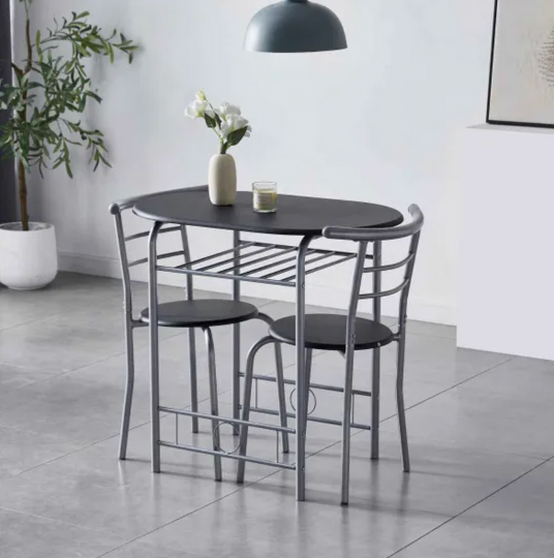 Breakfast Bar Dining Tables And 2 Chairs Set Black