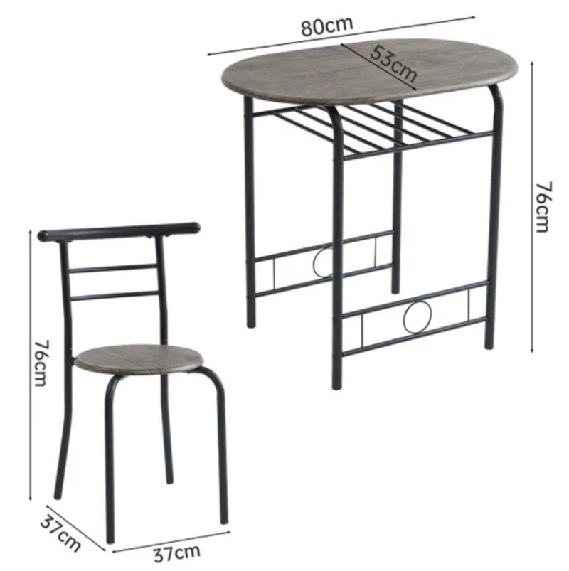 Breakfast Bar Dining Tables And 2 Chairs Set Black