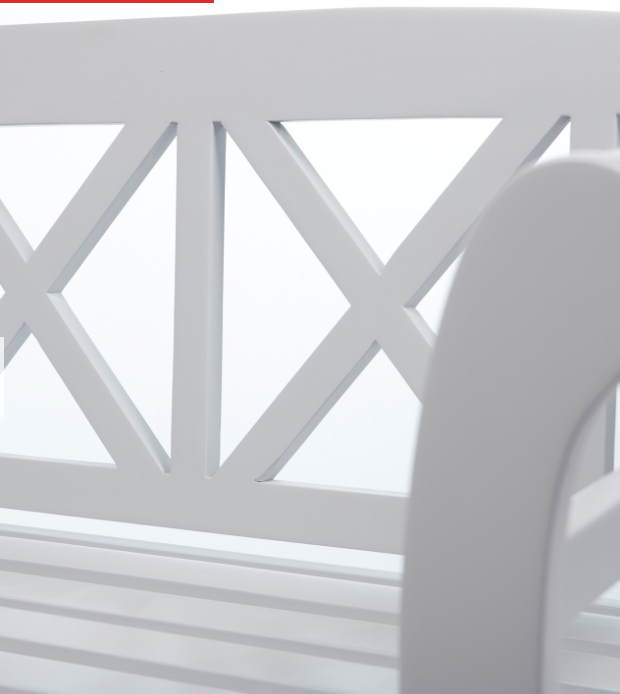 Bewdley 2-Seater Garden Bench – Solid Acacia Hardwood, Pearl White PU Painted Finish