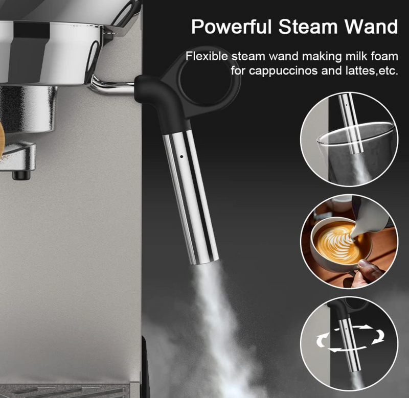 20 Bar Semi-Automatic Espresso Machine with Milk Frother – Espresso, Cappuccino & Latte
